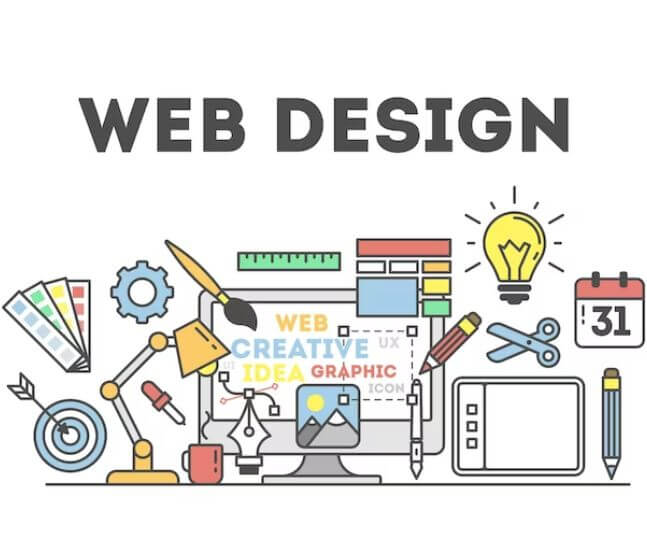 web design illustration with icons